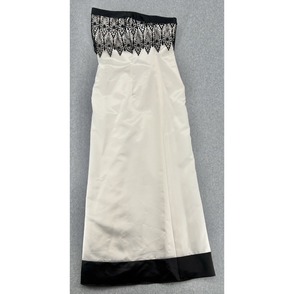 Jessica McClintock Strapless White Black Lace Formal Gown Dress 12 USA